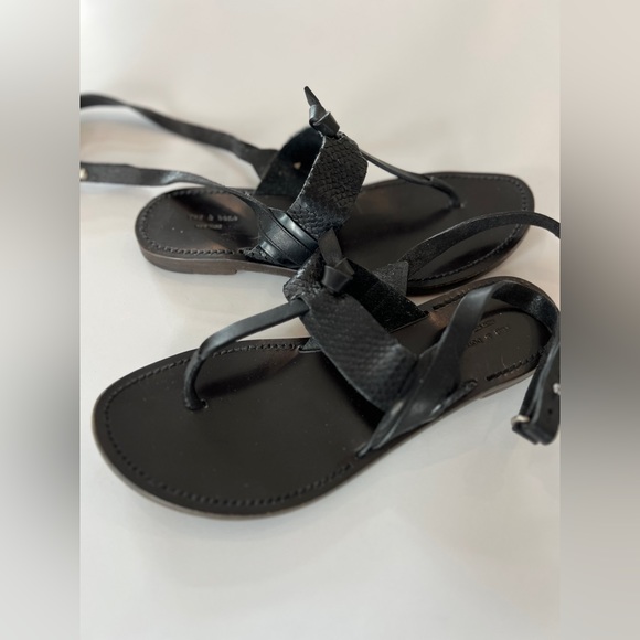 Rag & Bone - Sigrid Ankle-Wrap Thong Sandal, Black - Worn Once - Picture 4 of 6